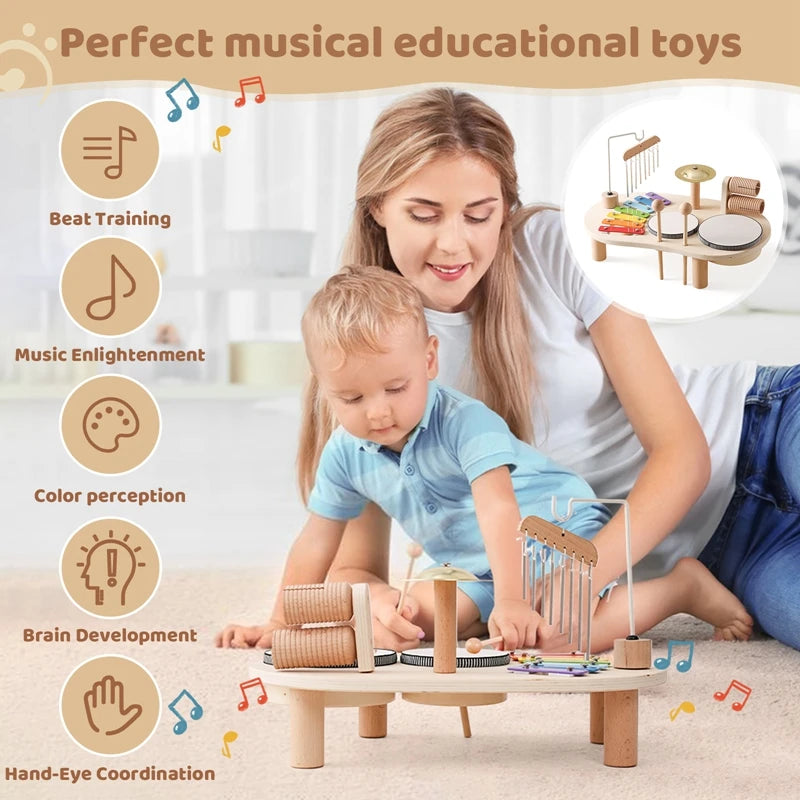 Baby Holz Montessori Spielzeug Bandstand Modell Abnehmbare Set Mobile Trommel Kinder Puzzle Lernen Spielzeug Für Neugeborene Geburtstag Geschenk
