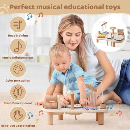 Baby Holz Montessori Spielzeug Bandstand Modell Abnehmbare Set Mobile Trommel Kinder Puzzle Lernen Spielzeug Für Neugeborene Geburtstag Geschenk
