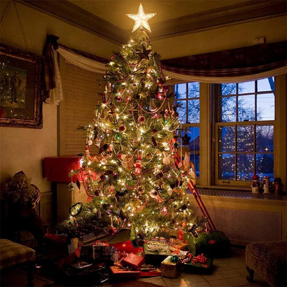 15 cm Weihnachtsdekoration, leuchtender Baumspitze, glitzernder leuchtender Stern, Weihnachtsbaumschmuck für Heimdekoration, Navidad, Neujahr 2026 Geschenk