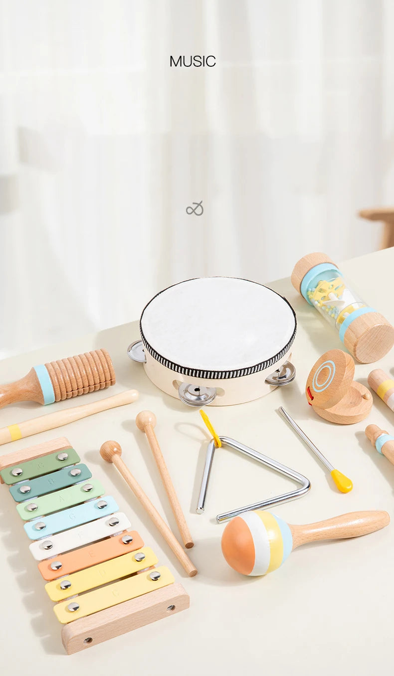 Wooden Musical Instrument Montessori Music Set Baby Children Percussion Instrument Toy Early Educational Knocking Toys for Kids