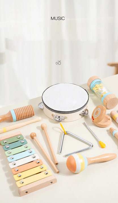 Wooden Musical Instrument Montessori Music Set Baby Children Percussion Instrument Toy Early Educational Knocking Toys for Kids