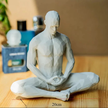 3D-gedruckte meditierende Mannfigur, minimalistische Heimdekoration, Statue für Wohnzimmer, Desktop-Ornament, einzigartiger spiritueller Dekor-Akzent