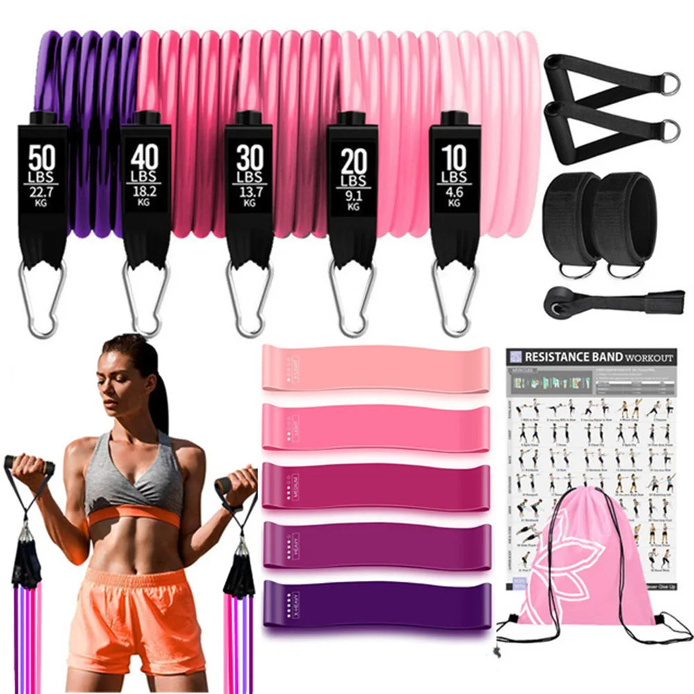 Workout Bar Fitness Widerstand Bands Set Pilates Yoga Zugseil Übung Training Expander Gym Ausrüstung für Home Bodybuilding