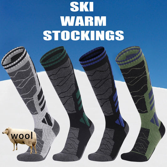 1 paar Merino Wolle Baumwolle Winter Männer Warme Ski Socken Dicker Sport Snowboard Radfahren Fußball Socken Hohe Elastische Thermische Socken