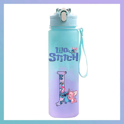 750 ml Lilo Stitch Brief A-Z Gedruckt Wasser Flasche Große Kapazität Trinken Tragbare Anime Outdoor Sport Wasser Tasse KINDER geschenk Gym