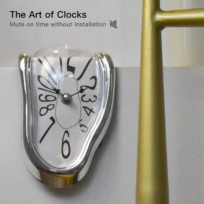 Vintage Silber gedrehte Schmelzuhr kreative schmelzende rechtwinklige stille Uhr Dekoration Home Office