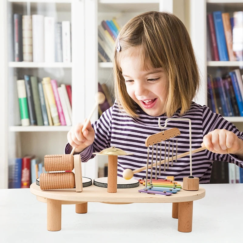 Baby Holz Montessori Spielzeug Bandstand Modell Abnehmbare Set Mobile Trommel Kinder Puzzle Lernen Spielzeug Für Neugeborene Geburtstag Geschenk