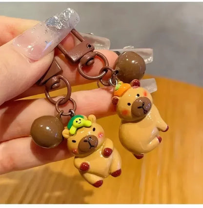 1-10Pcs Lustige Cartoon Capybara Schlüsselanhänger Frauen Männer Charme Harz Glänzend Flatback Tier Anhänger Schlüsselring Schmuck, Die Entdeckungen