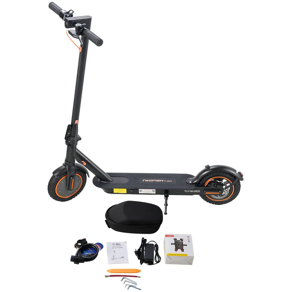 TWOFISH Elektroroller, 400 W Leistungsmotor, 9 Zoll Reifen, 10,4 Ah Akku, 100 kg Last, 28 km/h Scheibenbremse mit intelligenter App, faltbarer Escooter