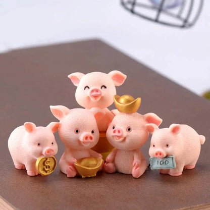 3-4 cm Harz Glück Schwein Figur Geld Piggy Statue DIY Miniatur Garten Tisch Ornament Auto Dashboard Puppen Für ohrring Schlüsselbund