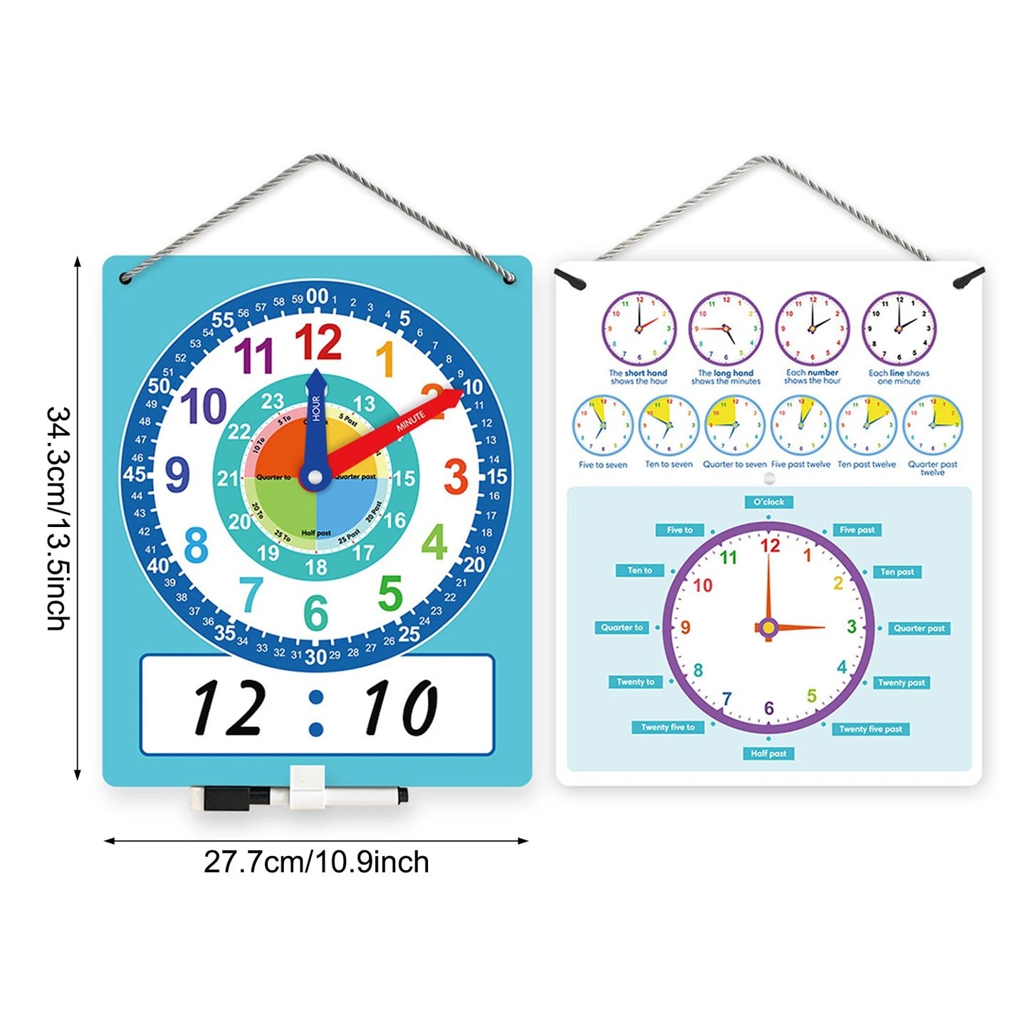Kinderuhr-Modell, Grundschule, Kinderuhr, Lehrmittel, Lehrzeit, kognitive Lernwerkzeuge, klare Etiketten