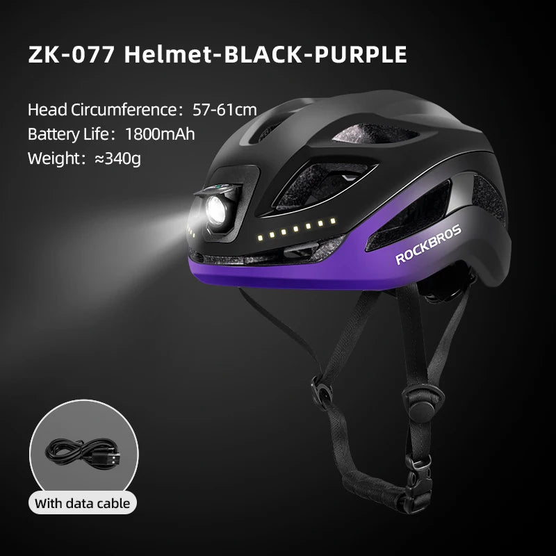 ROCKBROS Fahrrad Licht Helm Typ-C Lade Fahrradhelm Wiederaufladbare Einstellbare MTB Sicher Mountain Road Scooter Helm
