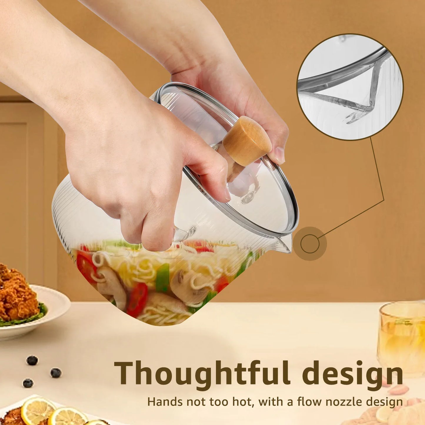 1,6/2,3 l Glas-Kochtopf mit Deckel, Glas-Topf, Müsli, Schüsseln, Topf für Herd, hohes Borosilikat, klares Kochen, Suppe, Backformen