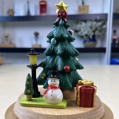 Weihnachts-Spieluhr, Kunsthandwerk aus Holz, kreatives Weihnachtsgeschenk, runder Boden, Weihnachtsbaum, Spieluhr