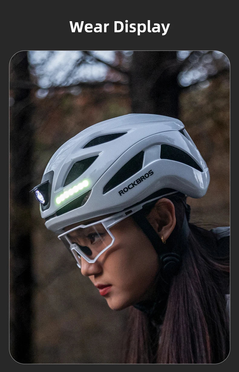 ROCKBROS Fahrrad Licht Helm Typ-C Lade Fahrradhelm Wiederaufladbare Einstellbare MTB Sicher Mountain Road Scooter Helm