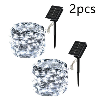 7m/12m/22m/32m LED Solar Licht Outdoor Garten Fee String Licht Led funkeln Wasserdichte Lampe für Weihnachten Terrasse Baum Party