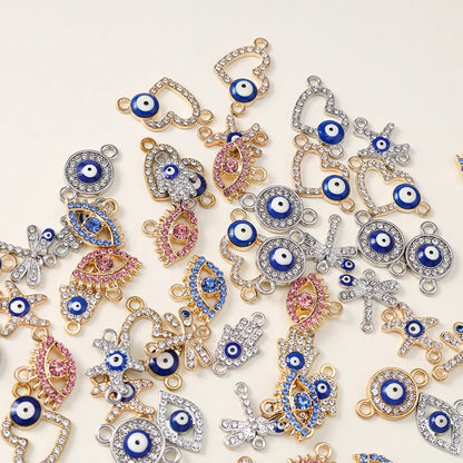 10 Stück Mixed Crystal Evil Eye Charms Türkische Lucky Blue Eye Charms Anhänger Anschlüsse für Armband Ohrringe Halskette DIY Schmuck