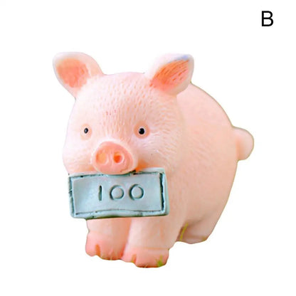Niedliche Verzierung Harz Miniatur Geld Glück Schwein Figur Statue DIY Tisch Auto Armaturen brett Puppen für Ohrring Schlüssel bund Schmuck herstellung