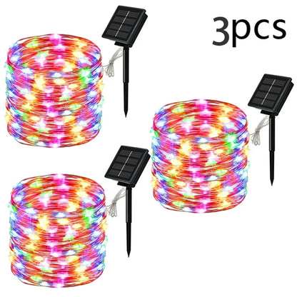 7m/12m/22m/32m LED Solar Licht Outdoor Garten Fee String Licht Led funkeln Wasserdichte Lampe für Weihnachten Terrasse Baum Party