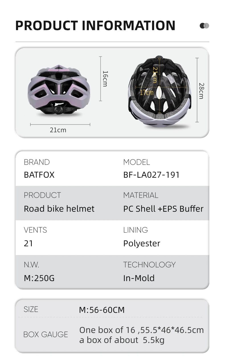 BATFOX MTB Helm Radfahren Herren Fahrradhelm Casco Bicicleta Ultralight Racing Speedframe Mountain Road Fahrradhelme