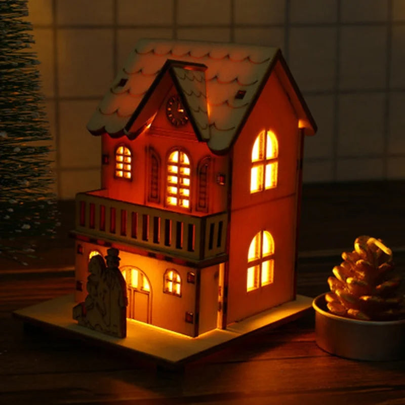 Festival Led Licht Holz Haus Weihnachtsbaum Dekorationen für Home Dekoration Holz Haus DIY Geschenk Fenster Dekoration
