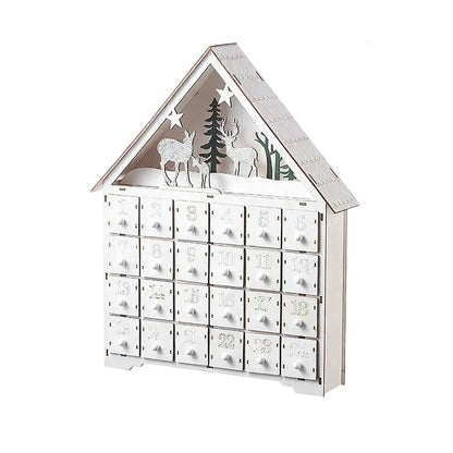 Weihnachts-Adventskalenderhaus aus Holz mit 24 Schubladen, Countdown zu Weihnachten für Kinder, LED-Heimdekoration, klein/groß
