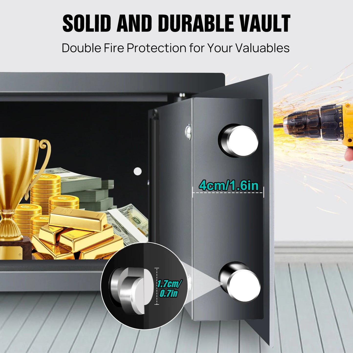 Heimaufbewahrungs-Safe, Sicherheitsbox, Brustschloss, 8,5 l Ziffern-Sicherheitskoffer, praktische Aufbewahrung, sichere Verriegelung, sichere Brust-Sicherheitsbox, 2 Schlüssel