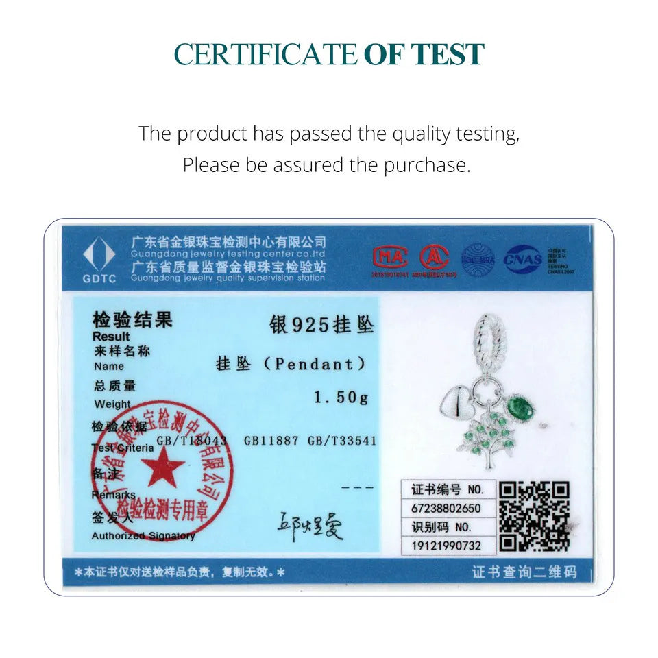 WOSTU Charms-Anhänger aus 925er-Sterlingsilber, grüner Baum des Lebens, Glücksklee-Perlen, passend für Original-Armbänder, Halsketten, DIY-Schmuck, Geschenk