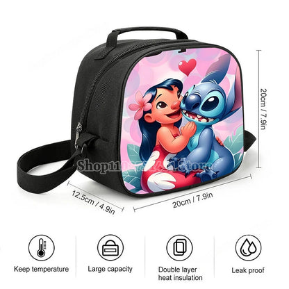 Lilo & Stitch Schulter Lunch Bag auslaufs ichere Kühltasche Handtasche tragbare Thermo Food Bento Picknick Box verstellbarer Schulter gurt