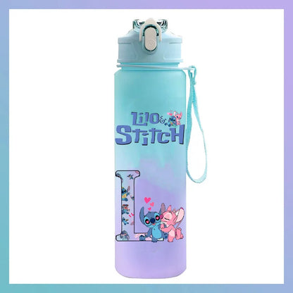 750 ml Lilo Stitch Brief A-Z Gedruckt Wasser Flasche Große Kapazität Trinken Tragbare Anime Outdoor Sport Wasser Tasse KINDER geschenk Gym