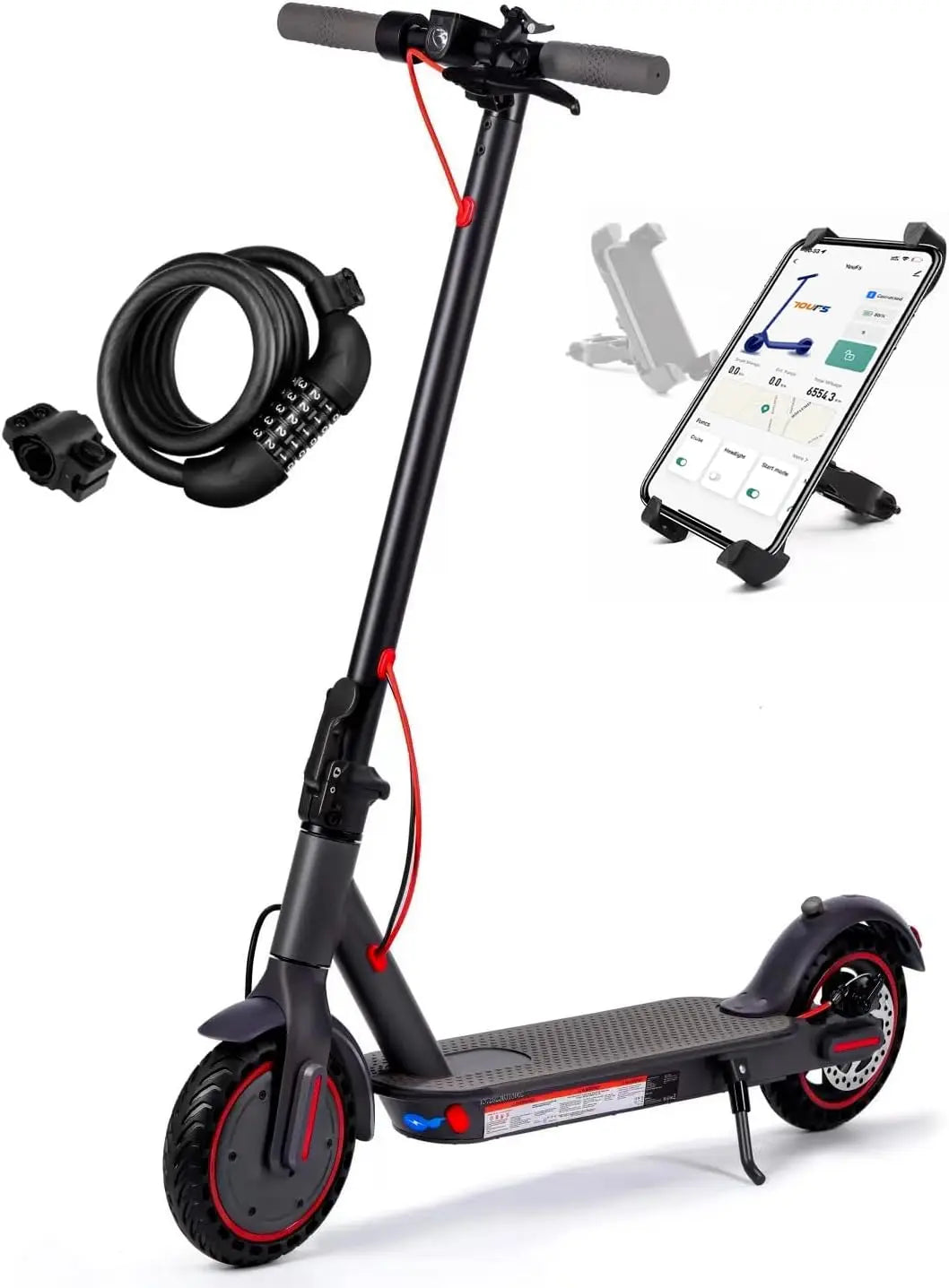 8,5-Zoll-Elektroroller mit App-Funktion, mit Handyhalter und Diebstahlschutz, faltbarer E-Scooter, 25–30 km