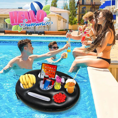 Schwimmender Pool-Getränkekühler, aufblasbarer Getränkehalter mit Getränketabletts für Sommerpartys, Strandeveranstaltungen, Aktivitäten für Wasserspaß