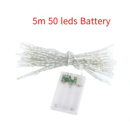 LED-Girlande-Lichterkette, 10 m, 30 m, 50 m, 100 m, Weihnachtsbaum, Hochzeitsdekoration, wasserdicht, Lichterkette für drinnen und draußen, 220 V, EU-Lampe