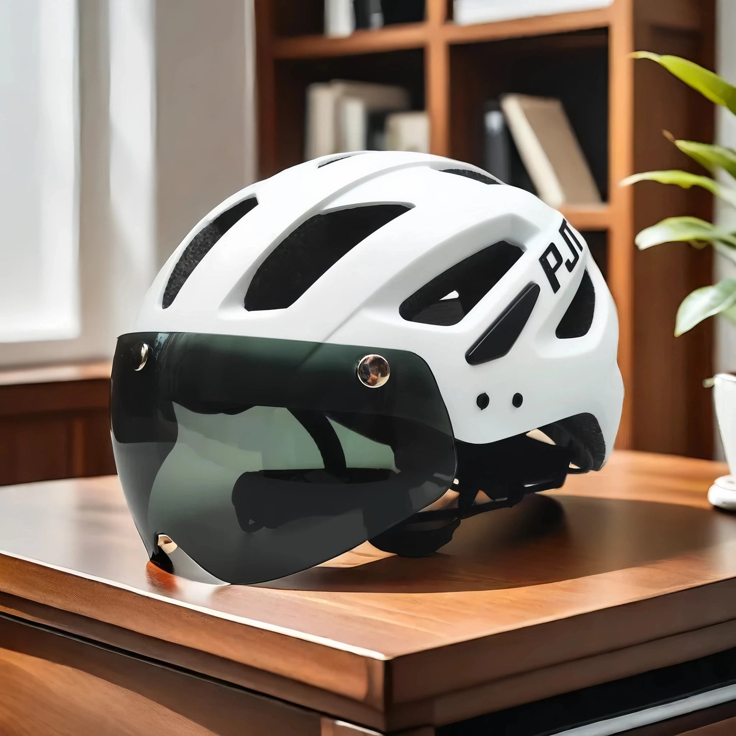 PJT Neuer LED-Fahrradhelm mit Sonnenbrille, Visier, wiederaufladbar, LED-Fahrradhelm für Herren, Sonnenbrille, Schild, Rennrad, MTB, Fahrradhelme