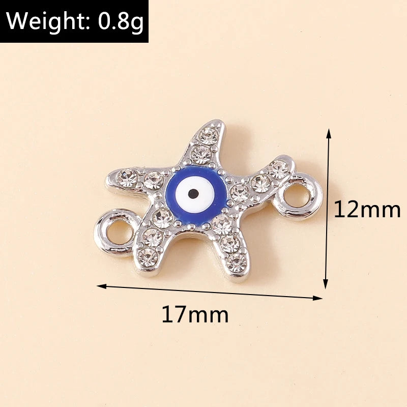 10 Stück Mixed Crystal Evil Eye Charms Türkische Lucky Blue Eye Charms Anhänger Anschlüsse für Armband Ohrringe Halskette DIY Schmuck
