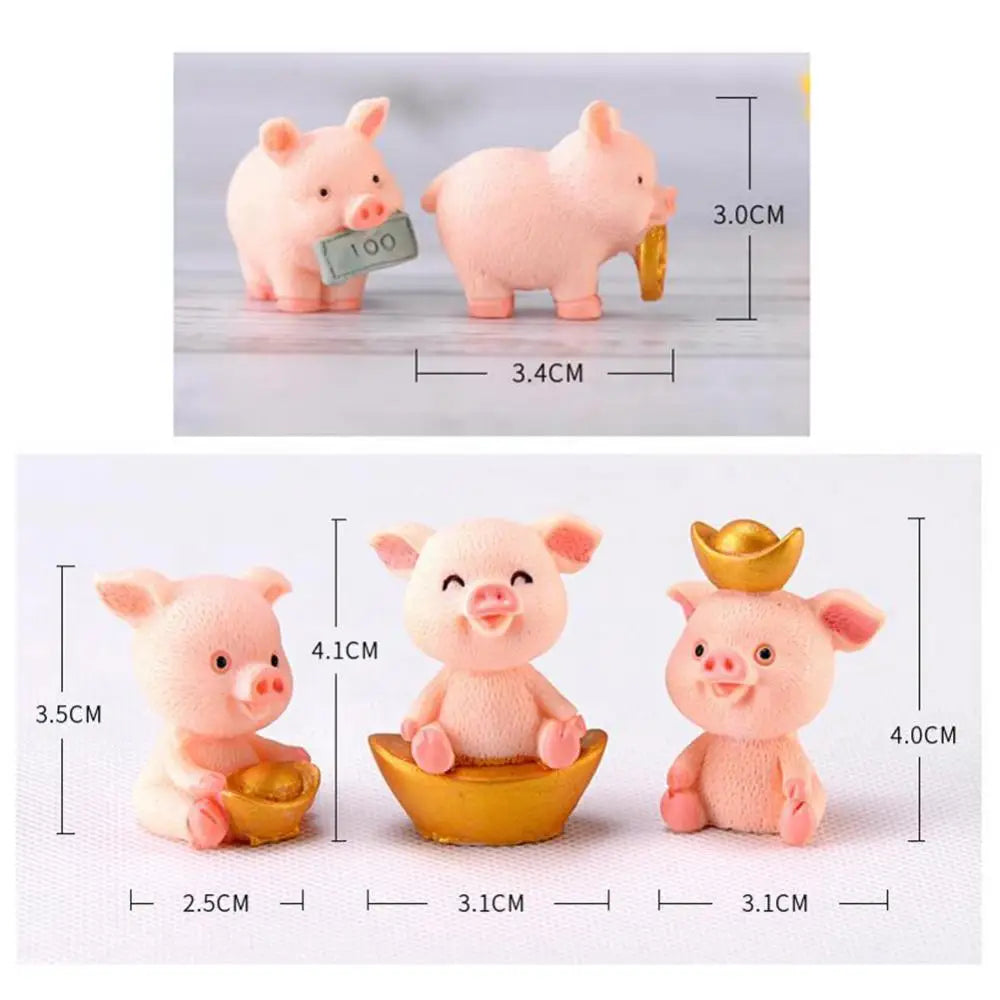 3-4 cm Harz Glück Schwein Figur Geld Piggy Statue DIY Miniatur Garten Tisch Ornament Auto Dashboard Puppen Für ohrring Schlüsselbund