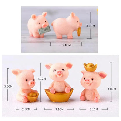 3-4 cm Harz Glück Schwein Figur Geld Piggy Statue DIY Miniatur Garten Tisch Ornament Auto Dashboard Puppen Für ohrring Schlüsselbund
