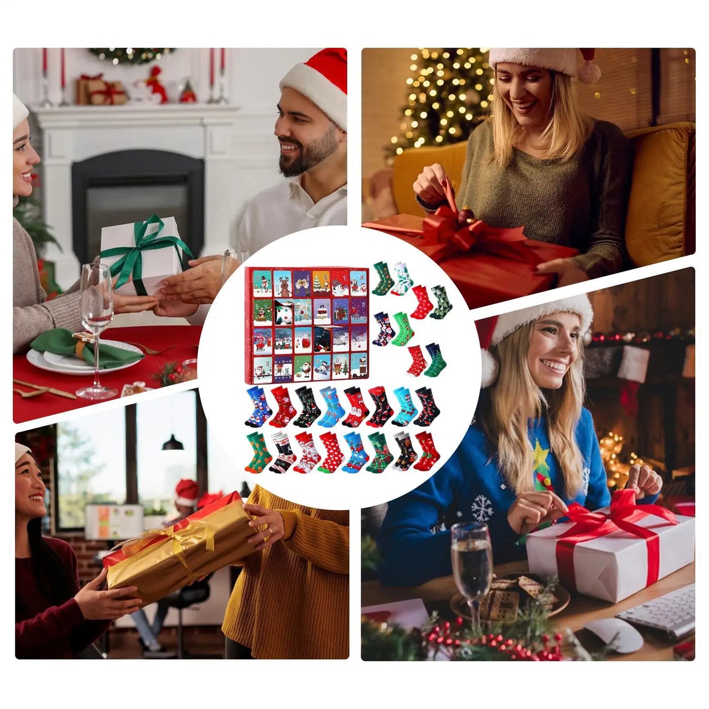 Weihnachts-Countdown-Kalender 2025, Weihnachten, Winter, Heimbedarf, 24-Tage-Countdown-Kalender, Neuheitssocken für Männer und Frauen