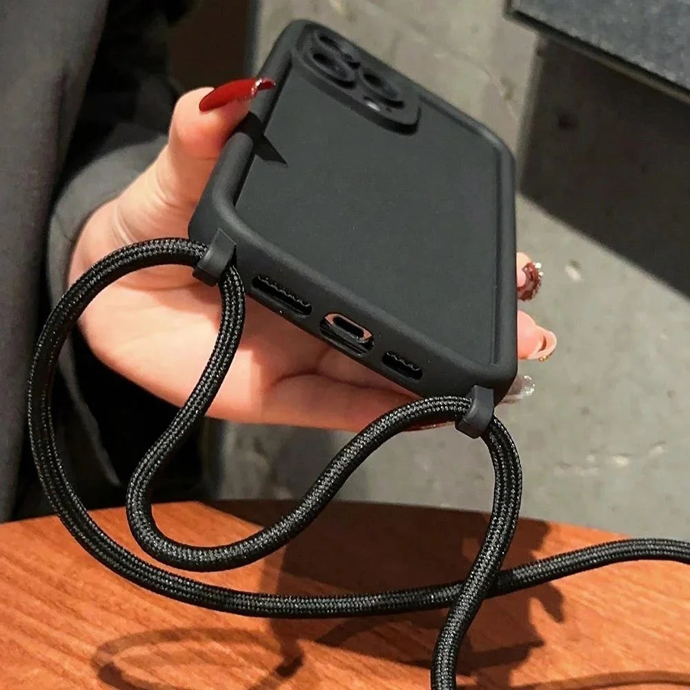 Handyhülle für iPhone 14 13 15 16 Pro Max 17 Air 16E 12 11 X XS 8 Plus SE2022 Crossbody verstellbares Lanyard-Gurtseil Softcover