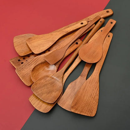 Kochutensilien aus Holz, Holzlöffel, Holzschaufeln zum Kochen, umweltfreundliches, sicheres Küchenutensilien-Set für zu Hause