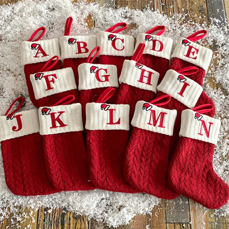 Weihnachtssocken, stricken, Schneeflocke, Buchstabenstrumpf, Weihnachtsdekoration für Zuhause, 2024, Weihnachtsbaumschmuck, Geschenk, Navidad Natal 2025