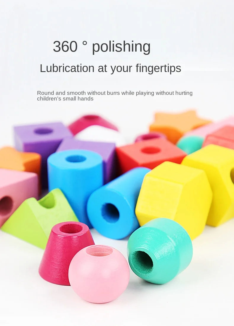 Montessori Holzspielzeug Farbform passendes Puzzlespiel Bunte Perlen Farbkognition Frühes Lernspielzeug Geschenk für Kinder