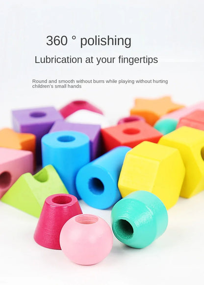 Montessori Holzspielzeug Farbform passendes Puzzlespiel Bunte Perlen Farbkognition Frühes Lernspielzeug Geschenk für Kinder