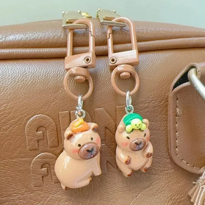 1-10Pcs Lustige Cartoon Capybara Schlüsselanhänger Frauen Männer Charme Harz Glänzend Flatback Tier Anhänger Schlüsselring Schmuck, Die Entdeckungen