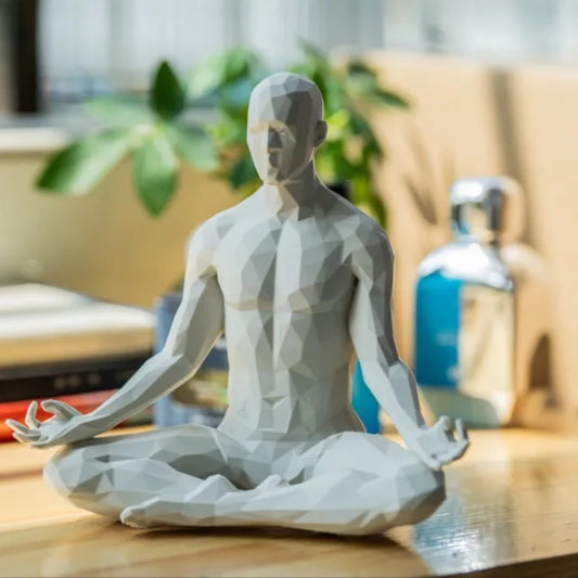 3D-gedruckte meditierende Mannfigur, minimalistische Heimdekoration, Statue für Wohnzimmer, Desktop-Ornament, einzigartiger spiritueller Dekor-Akzent