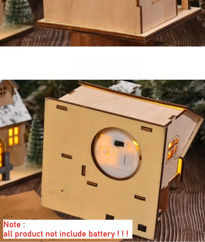 Weihnachts-Holzhaus, leuchtende Hütte für frohe Weihnachten, LED-Licht, Zuhause, DIY, Weihnachtsbaumschmuck, Kindergeschenke, 2026 Neujahr
