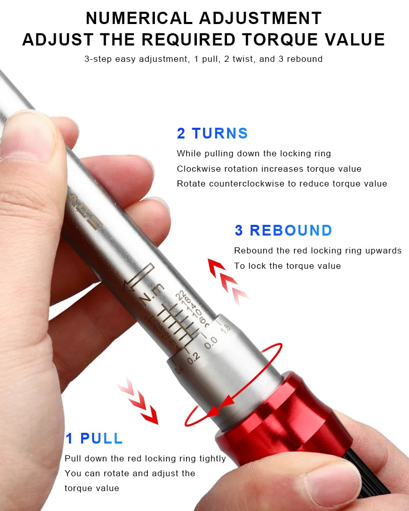 RIDERACE Fahrrad-Drehmomentschlüssel-Set, 15-teilig, 1/4 Zoll, 2–24 Nm, Dual-Richtung, Fahrrad-Inbusschlüssel, Werkzeug, Steckschlüssel, Pro-Motorrad-Reparatursatz