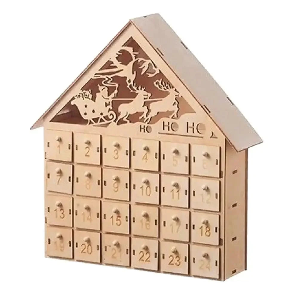 Weihnachts-Adventskalender, 24-Tage-Countdown-Dekoration, Weihnachten, wiederverwendbare Holzdekoration, Tischplatte, abnehmbar, A8i6