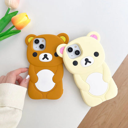 Für iPhone 17 16 15 14 13 12 11 Pro Plus Mini Max Xs XR 6 7 8 SE Silikon Rilakkuma Bär Soft Cover Case