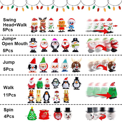 18-30 Stück Weihnachts-Windspielzeug, verschiedene Uhrwerksspielzeuge, Weihnachtsstrumpffüller für Weihnachtsfeiern, Gastgeschenke, Goody Bag Filler
